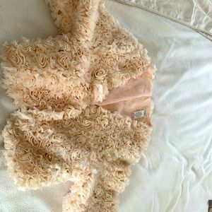 Cropped jacket/wrap in  pale pink roses.